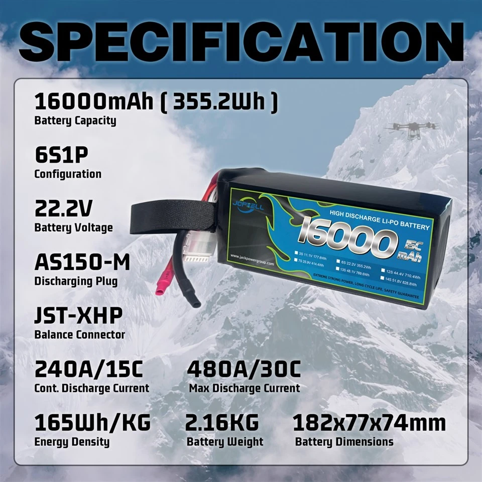 6S 16000mAh LiPo Drone Battery